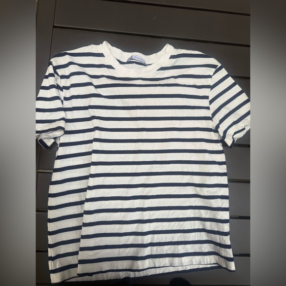 Zara Tops - Zara Navy and White Striped Tee small